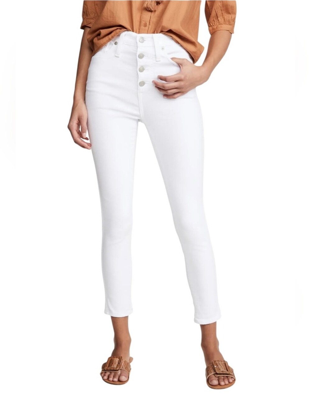 Madewell 10" High-Rise Skinny Crop White Denim Jeans sz 27P